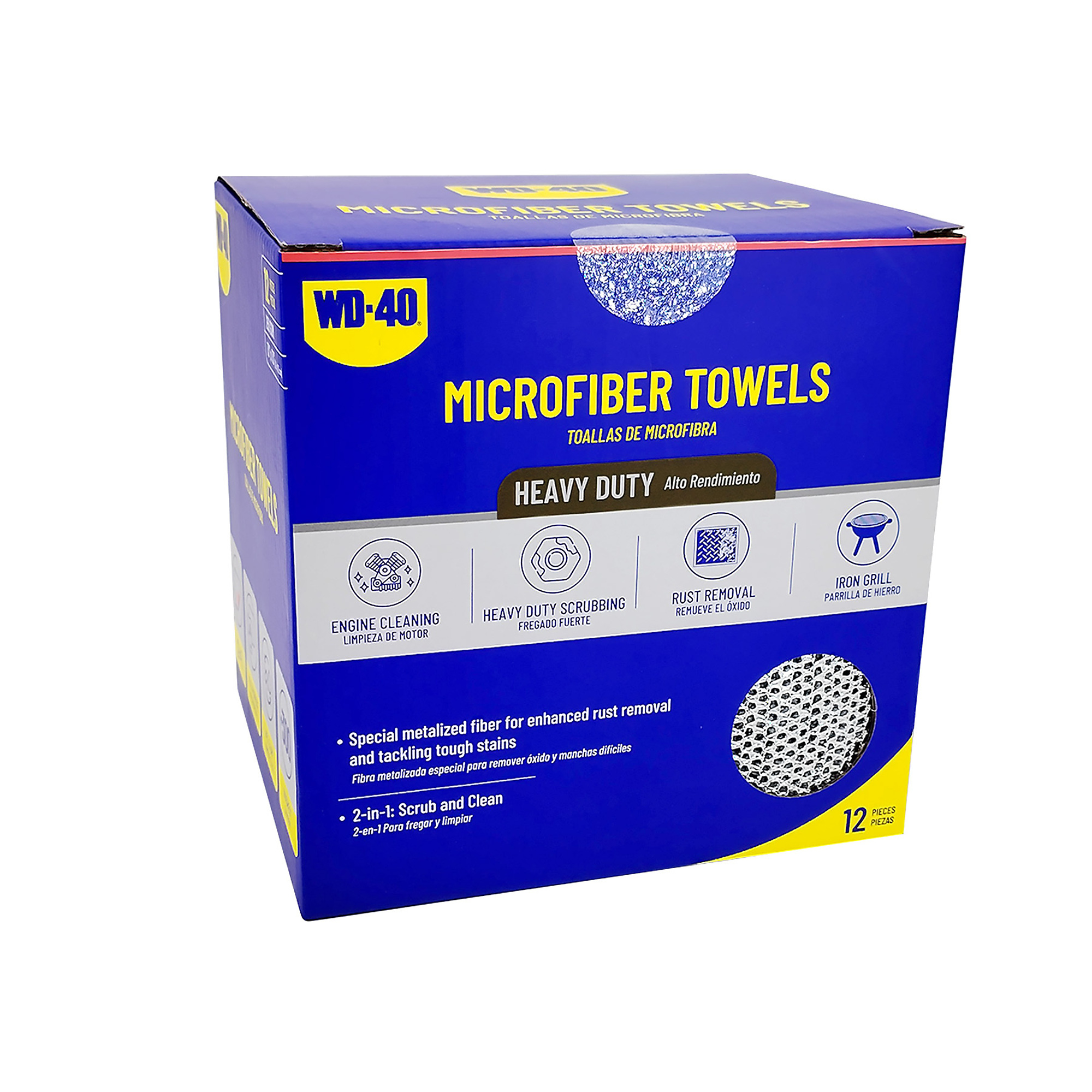 WD-40 Heavy-Duty Metalized Microfiber Towels — 12-Pack, 250 GSM, Gray, Model# L40205